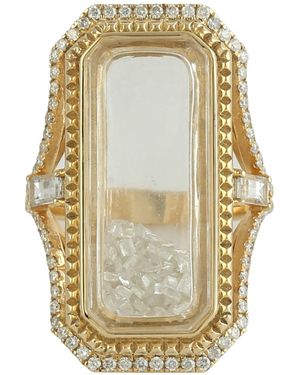 Artisan Baguette Sapphire And Pavé Diamond Cocktail Ring - Metallic