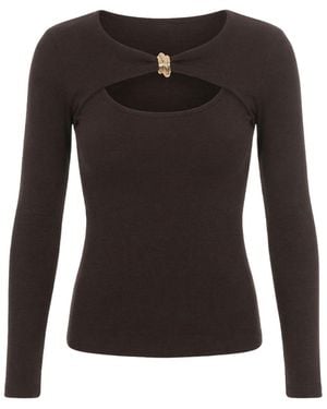 Monlicia Detail Cutout Long Sleeve Mila Top - Black