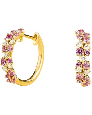 Juvetti Starry Huggie Earrings Set With Sapphire & Diamonds - Metallic