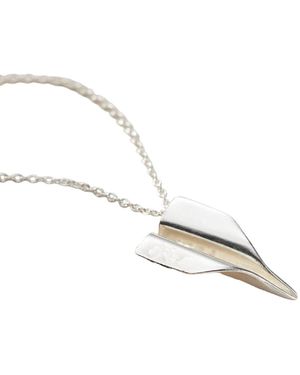 Posh Totty Designs Sterling Silver Paper Plane Necklace - Metallic