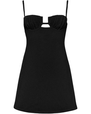 Montce Crochet Petal Short Slip Dress - Black