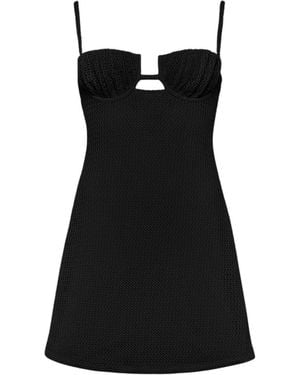 Montce Crochet Petal Short Slip Dress - Black