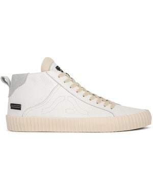 Springa | Unique Vulcanized Sneakers Italian Handmade Wavy Leather High Top Trainers - White