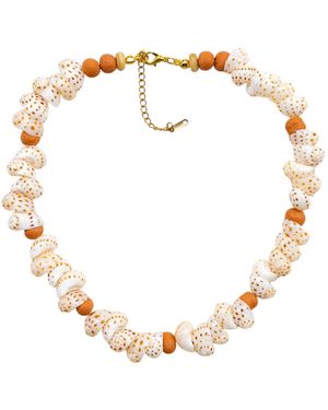 Sunset Magic Studio Seashell Detailed Clay Bead Necklace - Metallic