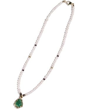 Urbane Jewelry Studio Buddha Pearl Necklace - White