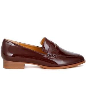 Rag & Co Noshiya Patent Pleather Penny Loafers - Brown