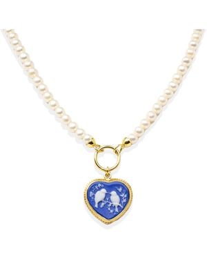 Vintouch Italy Birds Cameo Necklace - Blue