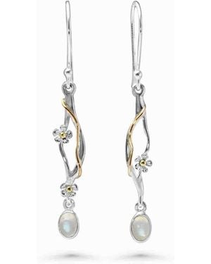 Isla Silver Dainty Flower & Moonstone Drop Earrings - White