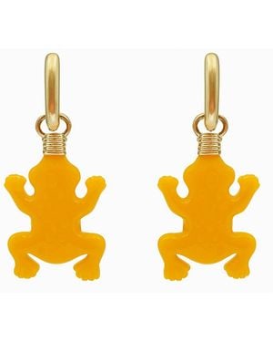 Michael Nash Jewelry Frog Ochre Resin Drop Earrings - Yellow