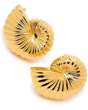Potoska Moro Midi Shell Stud Earrings - Metallic