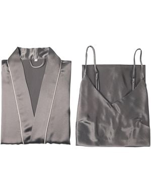 Soft Strokes Silk Pure Silk Kimono Robe And Slip Dress Gift Set - Gray