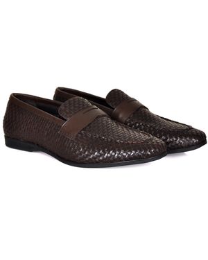 DAVID WEJ Lorenzo Woven Loafers - Brown