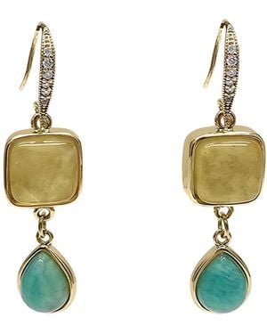 Farra Citrine With Amazonite Dangle Earrings - Green