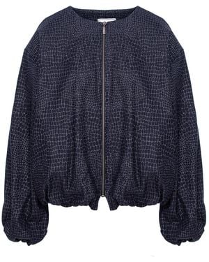 concept A trois Jacquard Bomber Abstract Print- Special Capsule "Self.Readytowear" - Blue