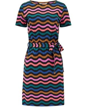 Sugarhill Terri Jersey Mini Dress, Multi, Wavy Chevron - Blue