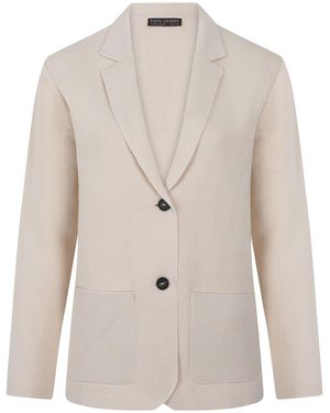 Paul James Knitwear Neutrals Midweight Cotton Tara Relaxed Fit Knitted Blazer - Grey