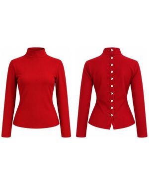 The Ethos Studio Spine Turtleneck - Red