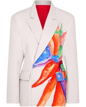 NALÈ Neutrals Bird Of Paradise Print Boyfriend Blazer - Red