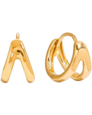 Elk & Bloom 14K Double Wave Huggie Hoops - Metallic
