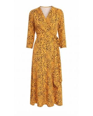 concept A trois Animal Print Wrap Dress - Metallic