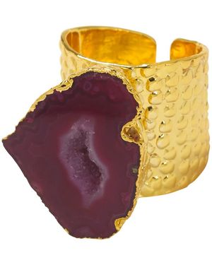YAA YAA LONDON Raspberry Mega Gemstone Statement Ring - Red