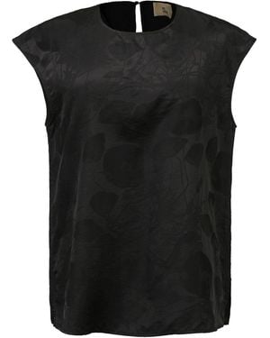 Smart and Joy Cupro Round Neck Sleveless Top - Black