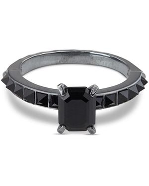 Kasun Emerald Cut Crocodile Ring - Black
