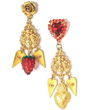 Achala Handcrafted Strawberry Sparkle Earrings - Metallic