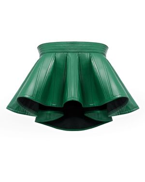 Kargede Designer Leather Crop Top - Green