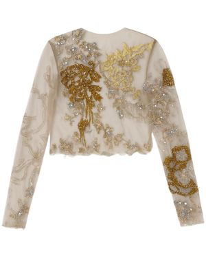ADIBA Neutrals Camilla Hand Beaded Sequence Top - Natural