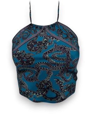 Monzlapur New York Snake Halter Silk Top - Blue
