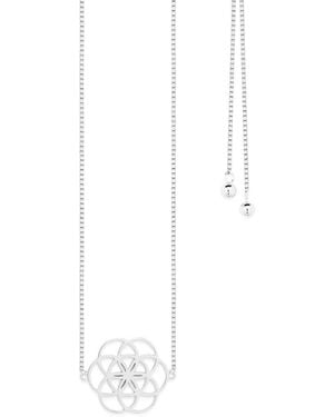 Seven Saints Seed Of Life Choker Or Y Style Lariat, Reversible Necklace, Rhodium - White