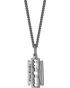 True Rocks Mini Razor Blade Pendant Gun Metal Sterling - Gray