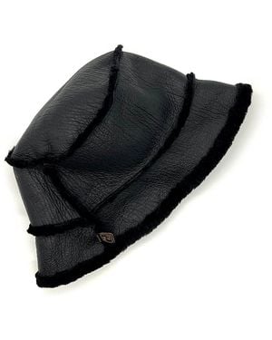 Maku Uk Bucket Hat Leather Grain Reversible - Black
