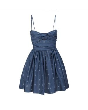 NUAJE NUAJE Reverie Twist Front Ruched Cotton Mini Dress - Blue