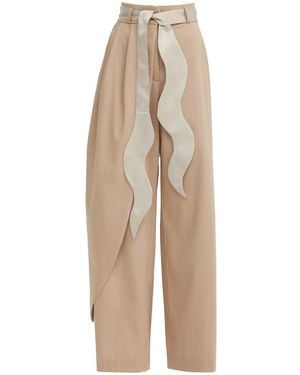 Julia Allert Neutrals High-Waist Wrap Trousers – - Natural