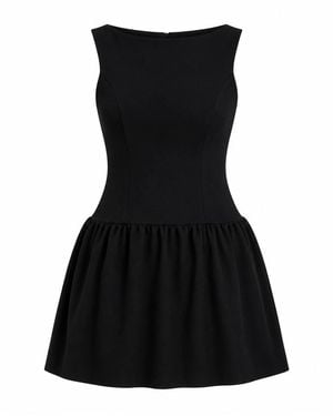 Girl In Mind Codi Boat Neck Low Back Mini Dress - Black