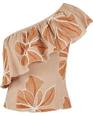 Traffic People Grace & Maude And Floral Asymmetric Bella Top - Brown