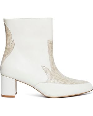 Aji Neutrals Bone Nappa Flame Ankle Boot - White