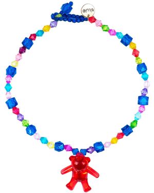 Tillie Beads Bear Bling Bead Pendant Necklace - Blue