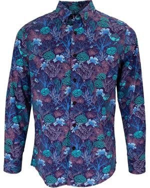 lords of harlech Morris Coral Garden Shirt - Blue
