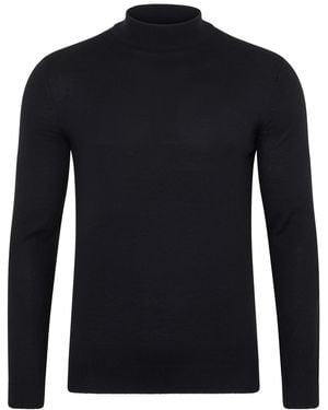 Paul James Knitwear Extra Fine Merino Wool Shaw Mock Turtleneck Jumper - Blue