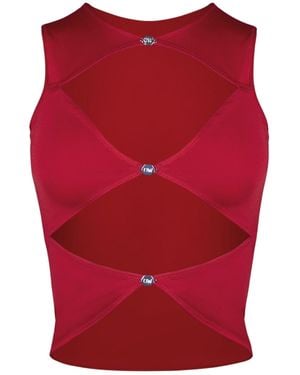 OW Collection Chiara Cut Out Sleeveless Top - Red