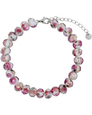 Gold Trip Summer Rose Glass Beaded Bracelet - Pink