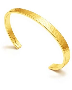 Unaloe Plated Rigid Bangle For With Medium Hammered Band – Handmade Italian Jewellery - Yellow