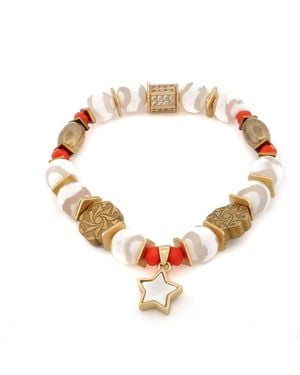 Ebru Jewelry Radiant Harmony Star Beaded Bracelet - Metallic