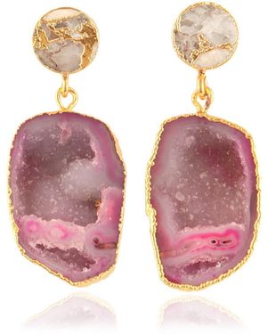 Magpie Rose White & Pink Falling Rocks Earrings
