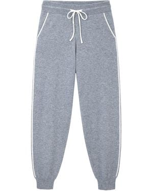 Mamu Dream Cashmere Cuffed Ankle Joggers With Ivory Contrast - Blue