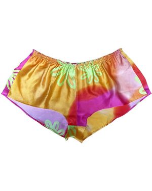 Roy G. Floral Watercolour Silk Flutter Shorts - Yellow