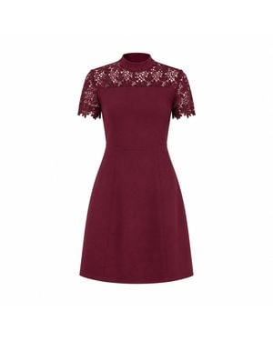 Girl In Mind Dolcie Lace Detail Mini Dress Berry - Red